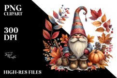 Detailed Autumn Gnome PNG Product Image 1