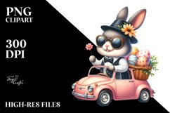 Bunny in Car with Eggs PNG Product Image 2