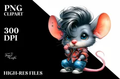 Cute Baby Mouse Posing in Jeans PNG Product Image 1