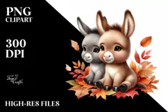 Baby Donkey Sitting with Autumn Leaves | Sublimation | Product Image 1