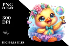 Baby Duck with Tutu and Soap Bubble PNG Product Image 2