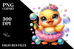 Baby Duck with Tutu and Soap Bubble PNG Product Image 2