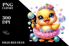 Baby Duck with Tutu and Soap Bubble PNG Product Image 2