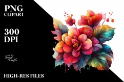 Abstract Begonia Shiny Watercolor Clipart Product Image 1