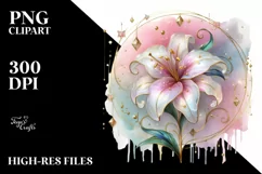 Pastel Lily with Golden Insertions, PNG Product Image 1