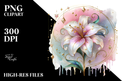 Pastel Lily with Golden Insertions, PNG Product Image 2