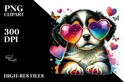 Puppy with Heart Sunglasses PNG Product Image 2