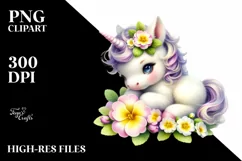 Cute Baby Unicorn Primrose | Clipart Product Image 1