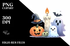 Simple Candle Halloween Clipart, PNG Product Image 3
