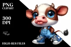 Expressive Baby Cow with Big Eyes | Sublimation Clipart Product Image 3