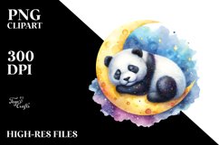 Colorful Panda Sleeping Moon | Sublimation | Clipart Product Image 1