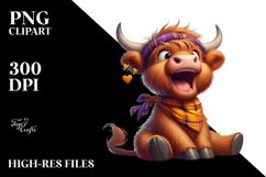 Goofy Highland Cow with Bandana PNG Product Image 2