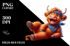 Goofy Highland Cow with Bandana PNG Product Image 2