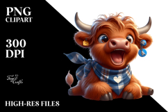 Goofy Highland Cow with Bandana PNG Product Image 2