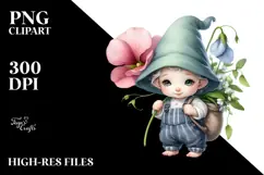 Baby Gnome with Sweet Pea PNG Product Image 2