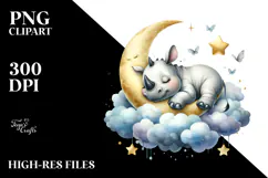 Cute Baby Rhino Sleeping PNG Product Image 2