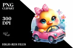 Vibrant Smiling Baby Duck in Car | Clipart Product Image 3