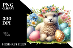 Digital Watercolor Adorned Baby Lamb PNG Product Image 2