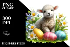 Digital Watercolor Adorned Baby Lamb PNG Product Image 2