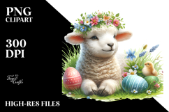 Digital Watercolor Adorned Baby Lamb PNG Product Image 2
