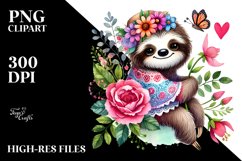 Boho Sloth Holding Heart PNG Product Image 2