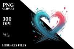 Simple Paintbrush-style Heart with Wings and Fire PNG Product Image 2