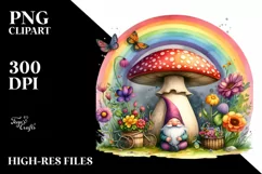 Colorful Gnome House Mushroom Clipart Product Image 1