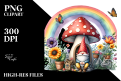 Colorful Gnome House Mushroom Clipart Product Image 2