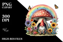 Colorful Gnome House Mushroom Clipart Product Image 1