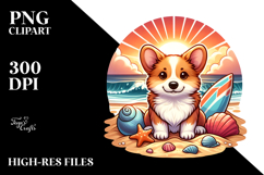 Cute Corgi at Sunset on Beach | Clipart Product Image 2