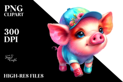 Colorful Cute Baby Pig Clipart Product Image 2