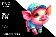 Colorful Cute Baby Pig Clipart Product Image 2
