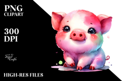 Colorful Cute Baby Pig Clipart Product Image 2