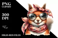 Whimsical Squirrel Portrait with Silk Scarf | Clipart Product Image 1