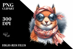 Whimsical Squirrel Portrait with Silk Scarf | Clipart Product Image 3