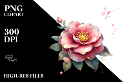 Camellia Watercolor Splash PNG Product Image 2
