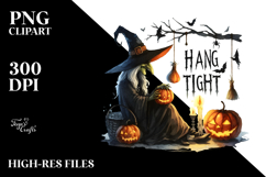 Hang Tight WITCH Retro Halloween PNG Product Image 2