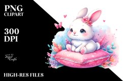 Cute Baby Rabbit Sitting, Pillow Clipart Product Image 3