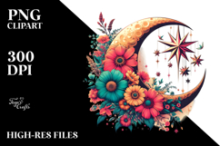 Vibrant Half Moon with Hanging Stars, PNG Product Image 2
