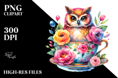 Owl Teacup Morning Breakfast Clipart Product Image 2