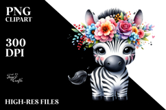 Zebra with Flower Crown | Clipart Product Image 2