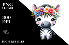 Zebra with Flower Crown | Clipart Product Image 2