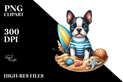 Cute Boston Terrier at the Beach | Clipart Product Image 2