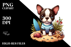 Cute Boston Terrier at the Beach | Clipart Product Image 2