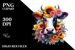 Abstract Watercolor Cow, Transparent PNG Product Image 1