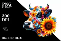 Abstract Watercolor Cow, Transparent PNG Product Image 3
