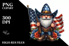Detailed Patriotic Cowboy Gnome Clipart Product Image 1