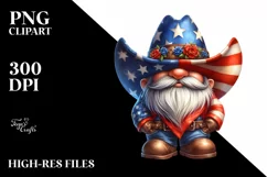 Detailed Patriotic Cowboy Gnome Clipart Product Image 3