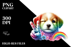 Digital Puppy Showing Victory Sign, Transparent PNG Product Image 2