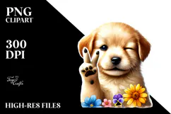 Winking Puppy with Victory Sign PNG Product Image 2